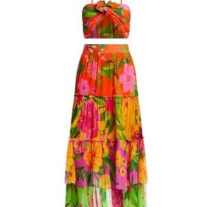 FARM Rio Romantic Garden tiered skirt & crop top